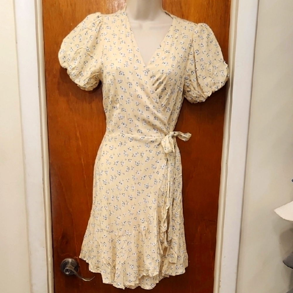 Floral Wrap Dress in Yellow